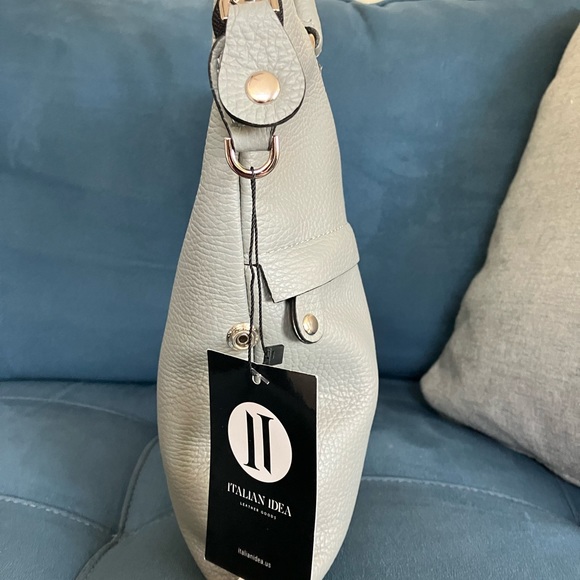 *NWT Italian Idea Boutique 5-styles-in-one Grey Pebbled Leather Purse - Picture 8 of 13